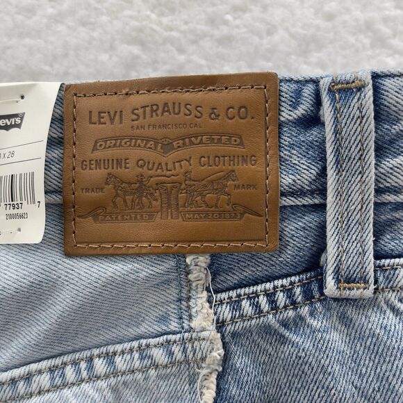 Levi's Premium Baggy Dad Cropped Jeans Women 23x28 Blue 2 Tone Straight Distress - Picture 12 of 16